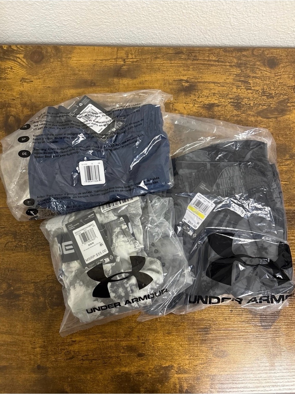 NWT Under Armour Men's Medium Woven 6” Shorts 3-Pack. Individual Photos w/in